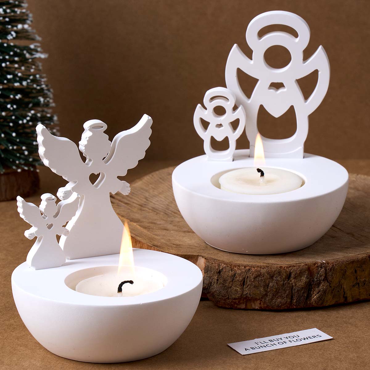 Candle Holder Set - Christmas Tree Snowman Angel Candlestick Mold