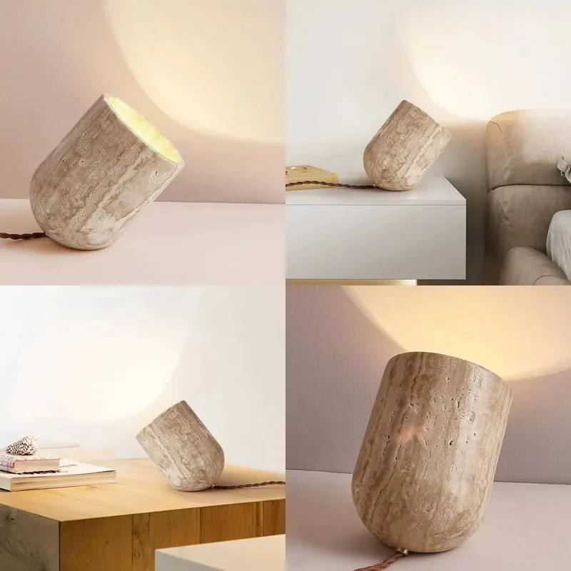 Decor Lighting Table Lamps - Modern Bedroom Travertine Floor Lamp Natural