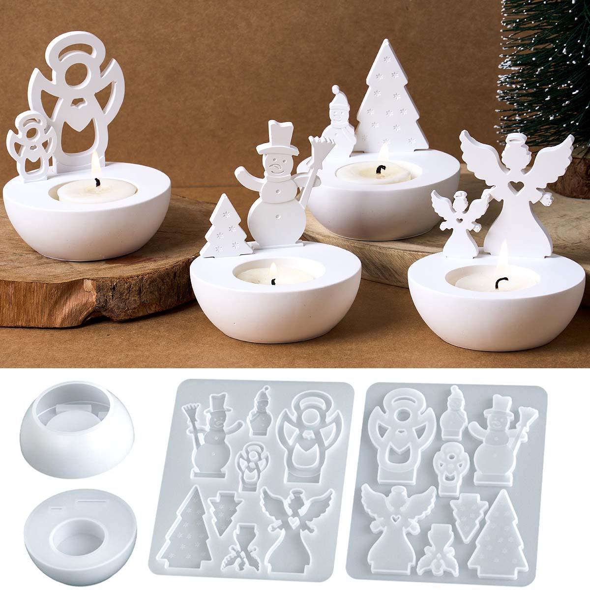 Christmas Tree Snowman Angel C - Candle Holder Set ulasan dan harga