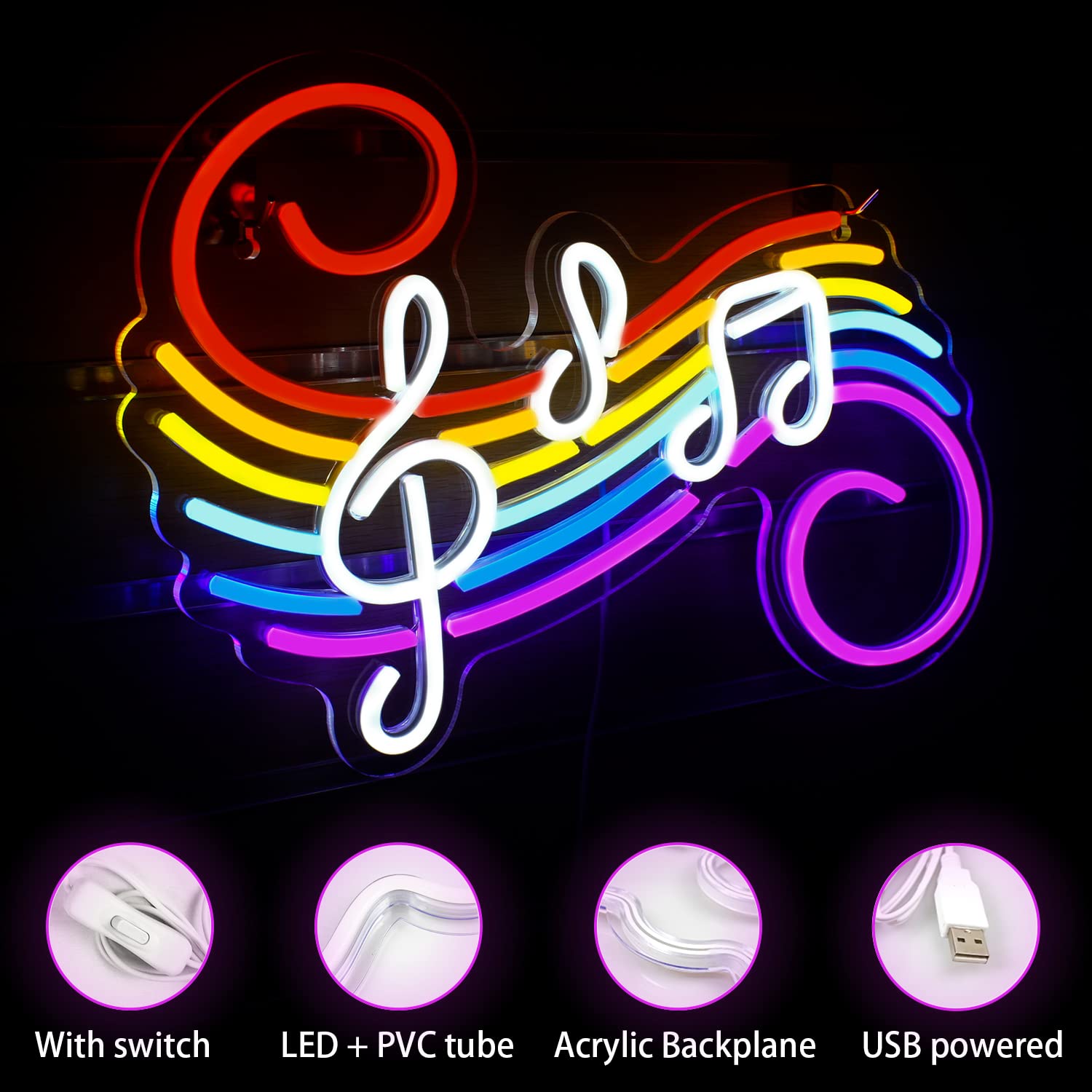 Music Notes Neon Sign Customiz - Lighting Christmas Decor ulasan dan harga