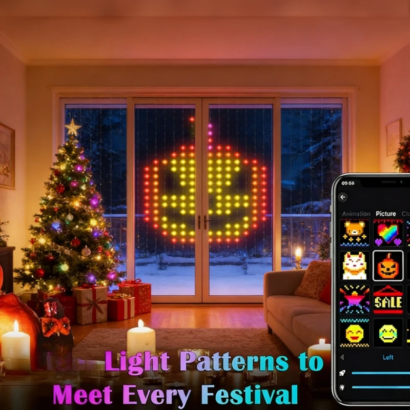 Smart 400LED Curtain Lights, M - Lighting Christmas Decor ulasan dan harga