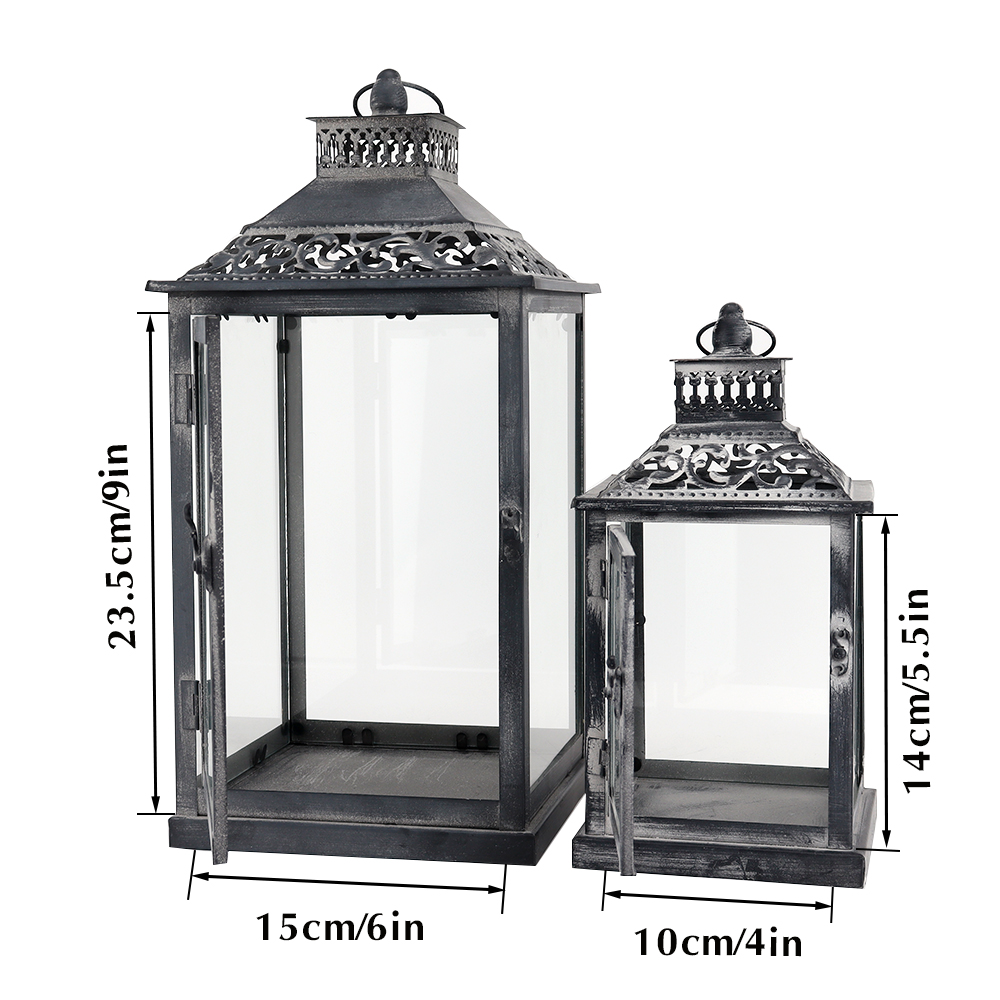 Set of Two Antique Grey Metal  - Candle Holder Set ulasan dan harga