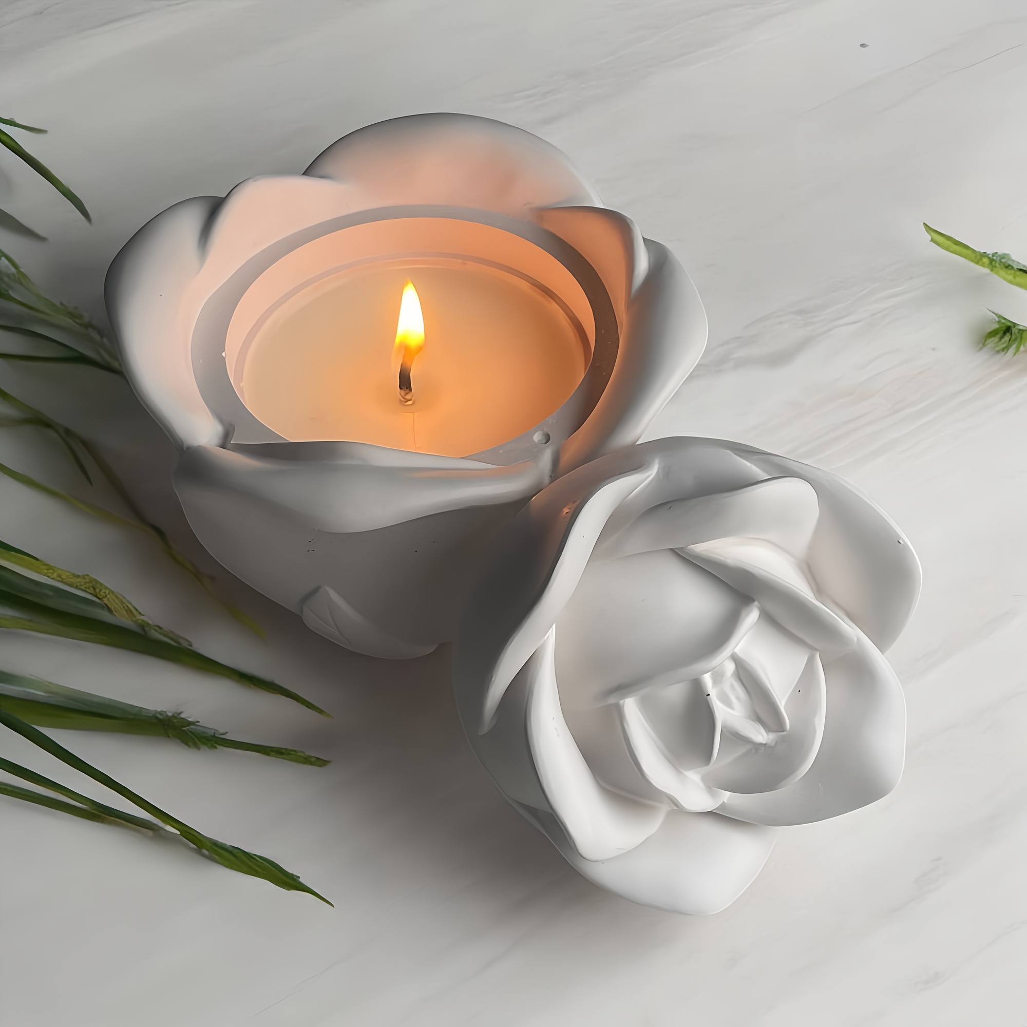 2-Piece Set Rose Shaped Silico - Candle Holder Set ulasan dan harga