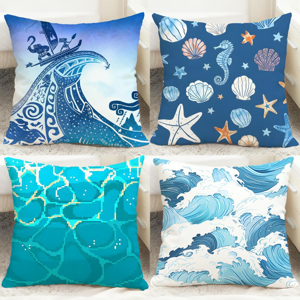Light blue ocean ripple Cushio - Lighting Decor And Beyond ulasan dan harga