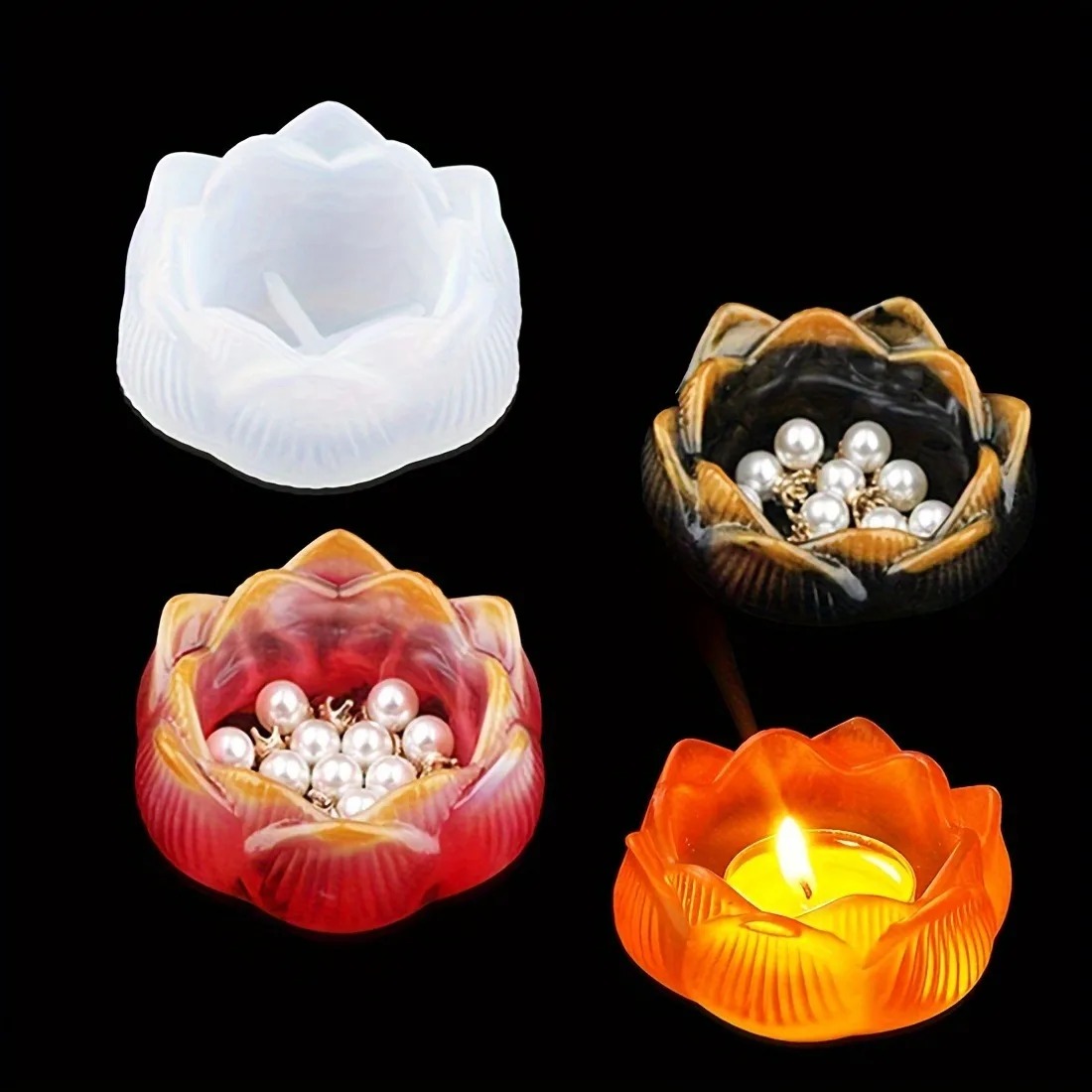 1pc DIY Lotus Flower Silicone  - Candle Holder Set ulasan dan harga