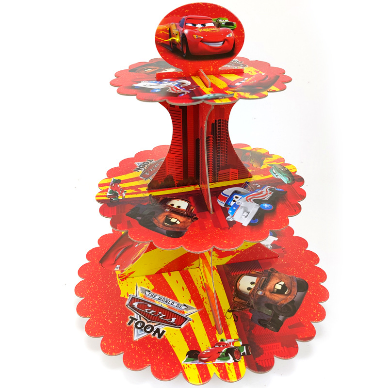 3 Tier Cartoon Race Car Paper  - Lighting Mcqueen Decor ulasan dan harga